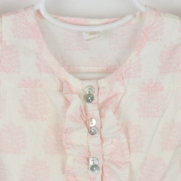Egg Baby Infant 3-6 Months White Pink Tree Print Button Up Ruffle Sleeve Blouse - Picture 2 of 9